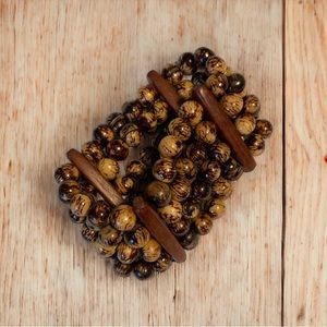 Beautiful palm wood 4 strand stretch bracelet